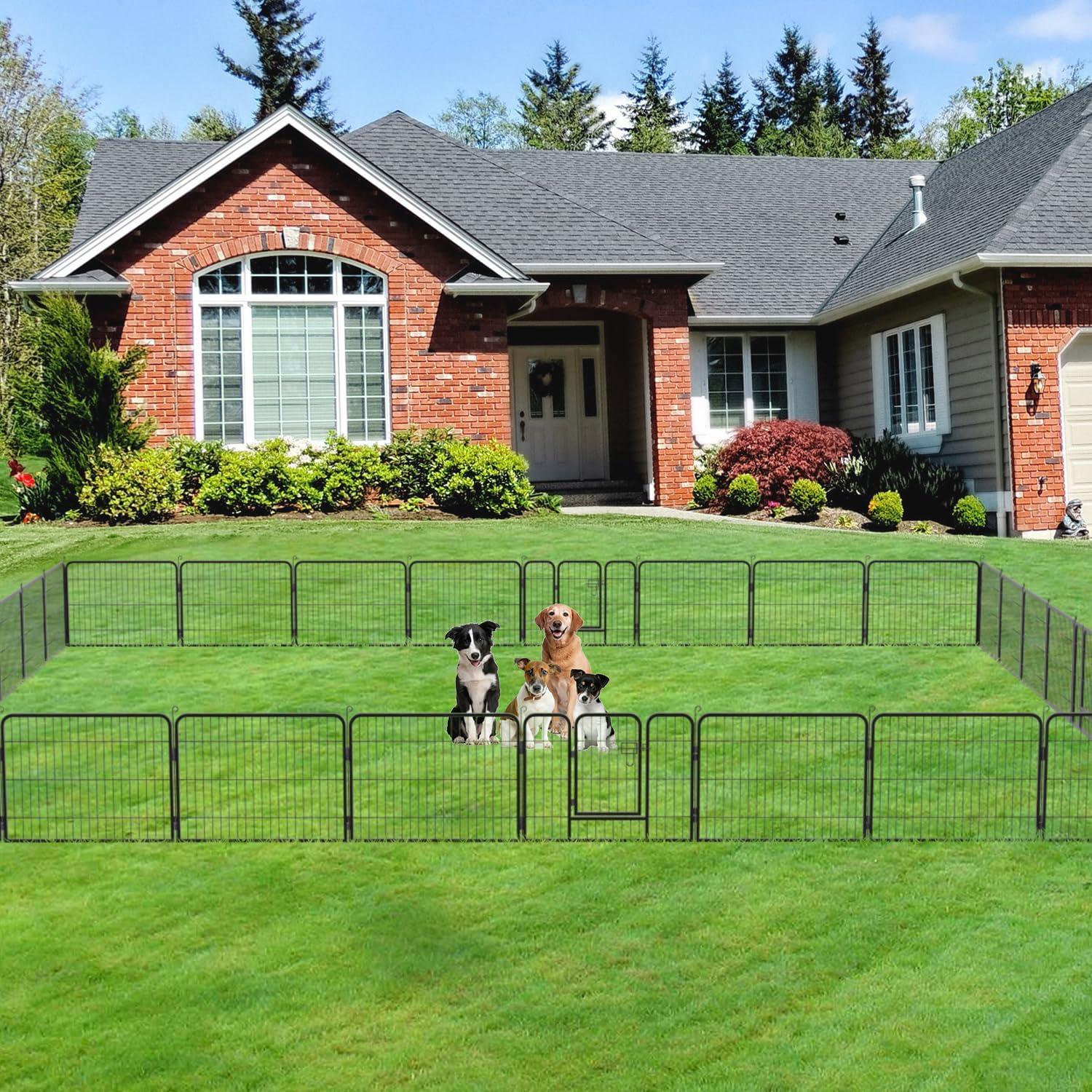 image:imageFDW Dog Playpen Kennel 4 Panels 24 Inch Height IndoorOutdoor Folding Metal Portable Puppy Exercise Pen Heavy Duty Dog Fence for Yard Camping Black32 Panels