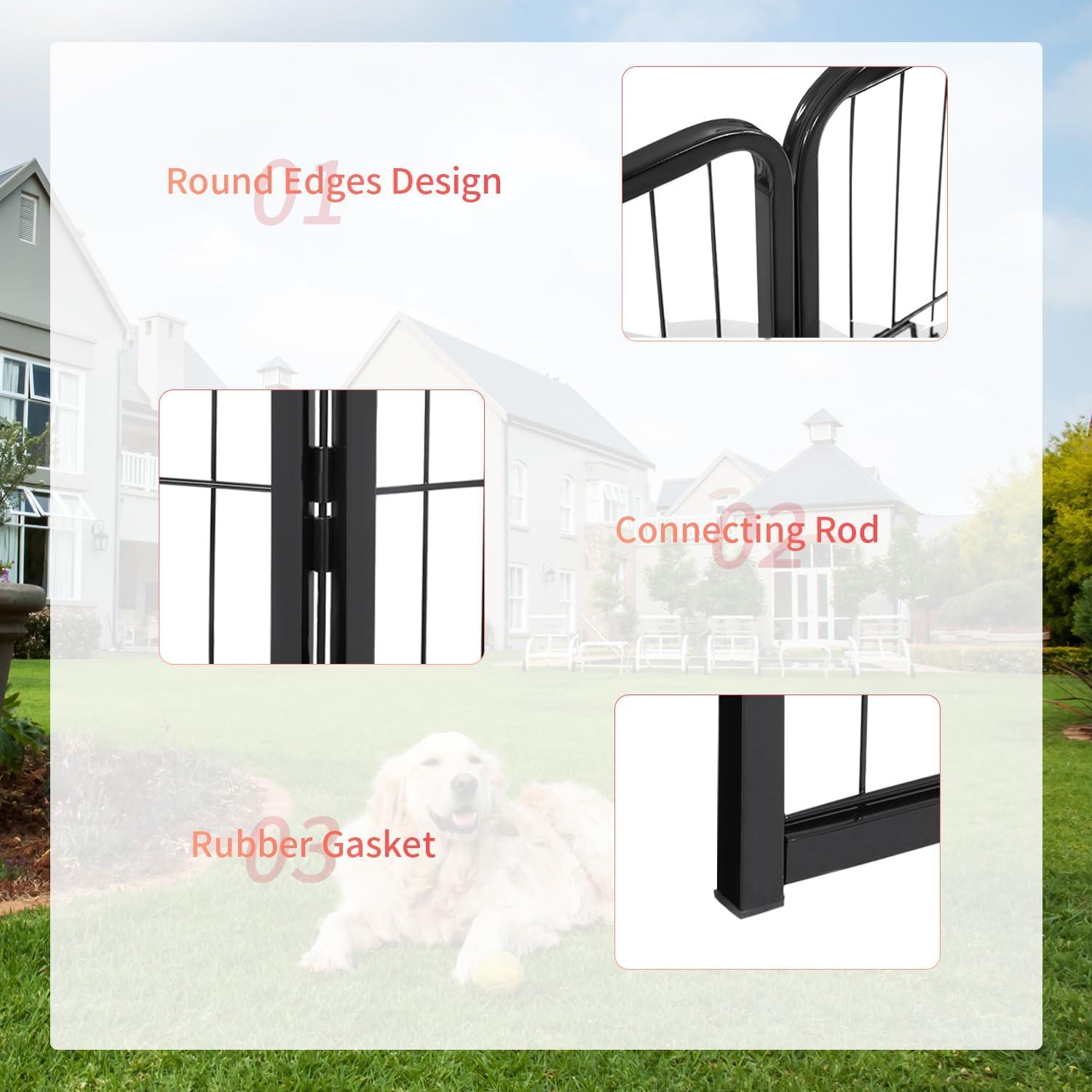 image:imageFDW Dog Playpen Kennel 4 Panels 24 Inch Height IndoorOutdoor Folding Metal Portable Puppy Exercise Pen Heavy Duty Dog Fence for Yard Camping Black32 Panels