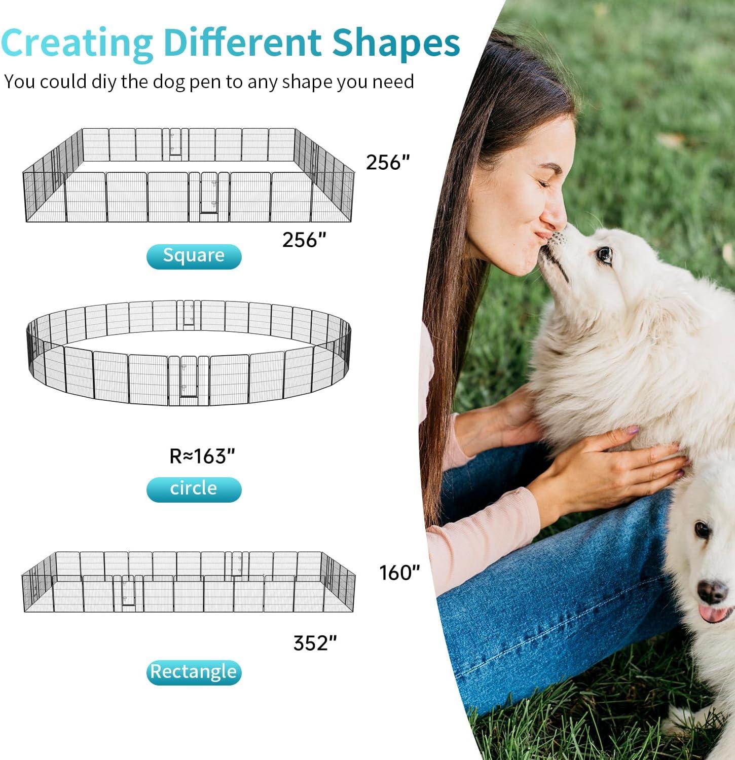 image:imageFDW Dog Playpen Kennel 4 Panels 24 Inch Height IndoorOutdoor Folding Metal Portable Puppy Exercise Pen Heavy Duty Dog Fence for Yard Camping Black32 Panels