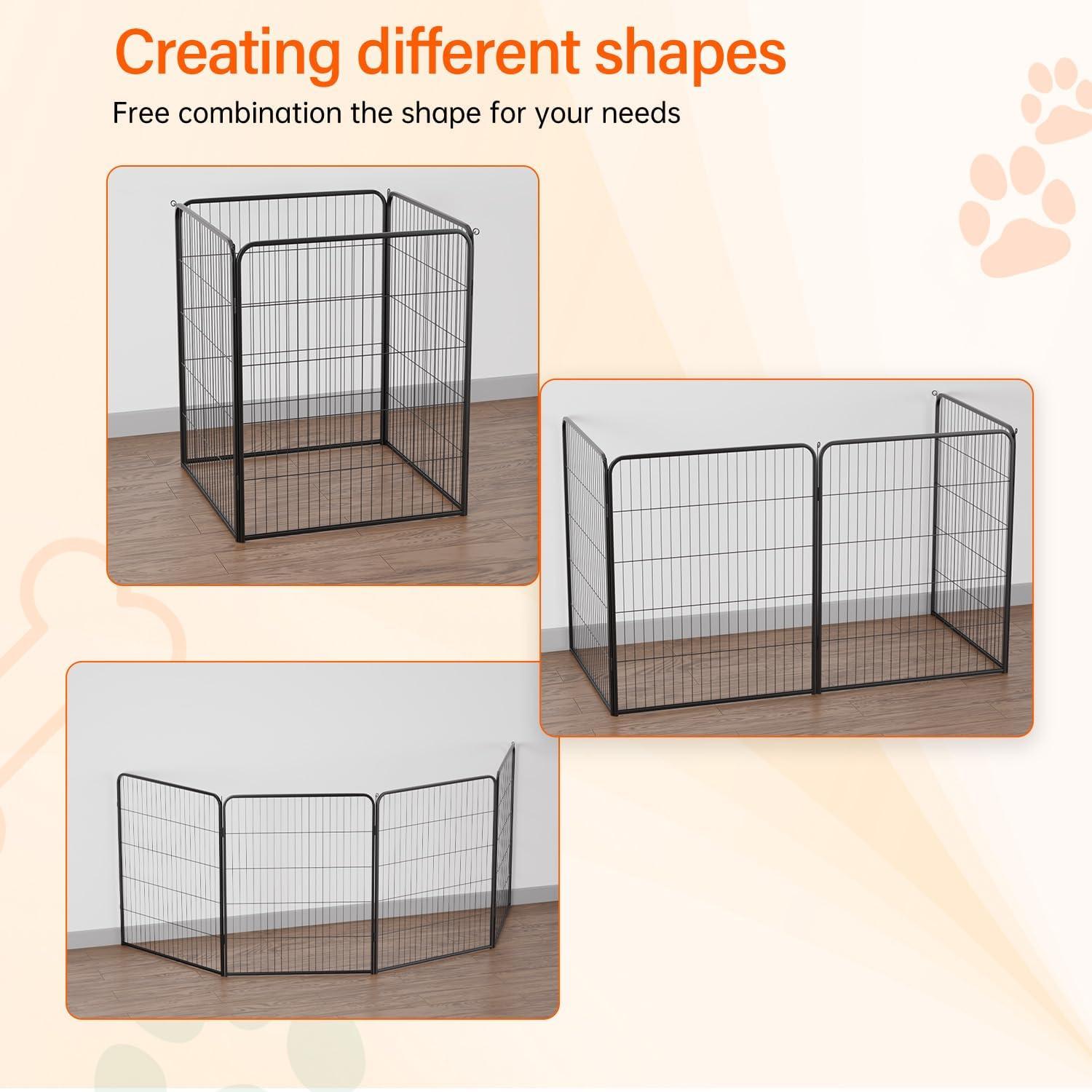 image:imageFDW Dog Playpen Kennel 4 Panels 24 Inch Height IndoorOutdoor Folding Metal Portable Puppy Exercise Pen Heavy Duty Dog Fence for Yard Camping Black4 Panels