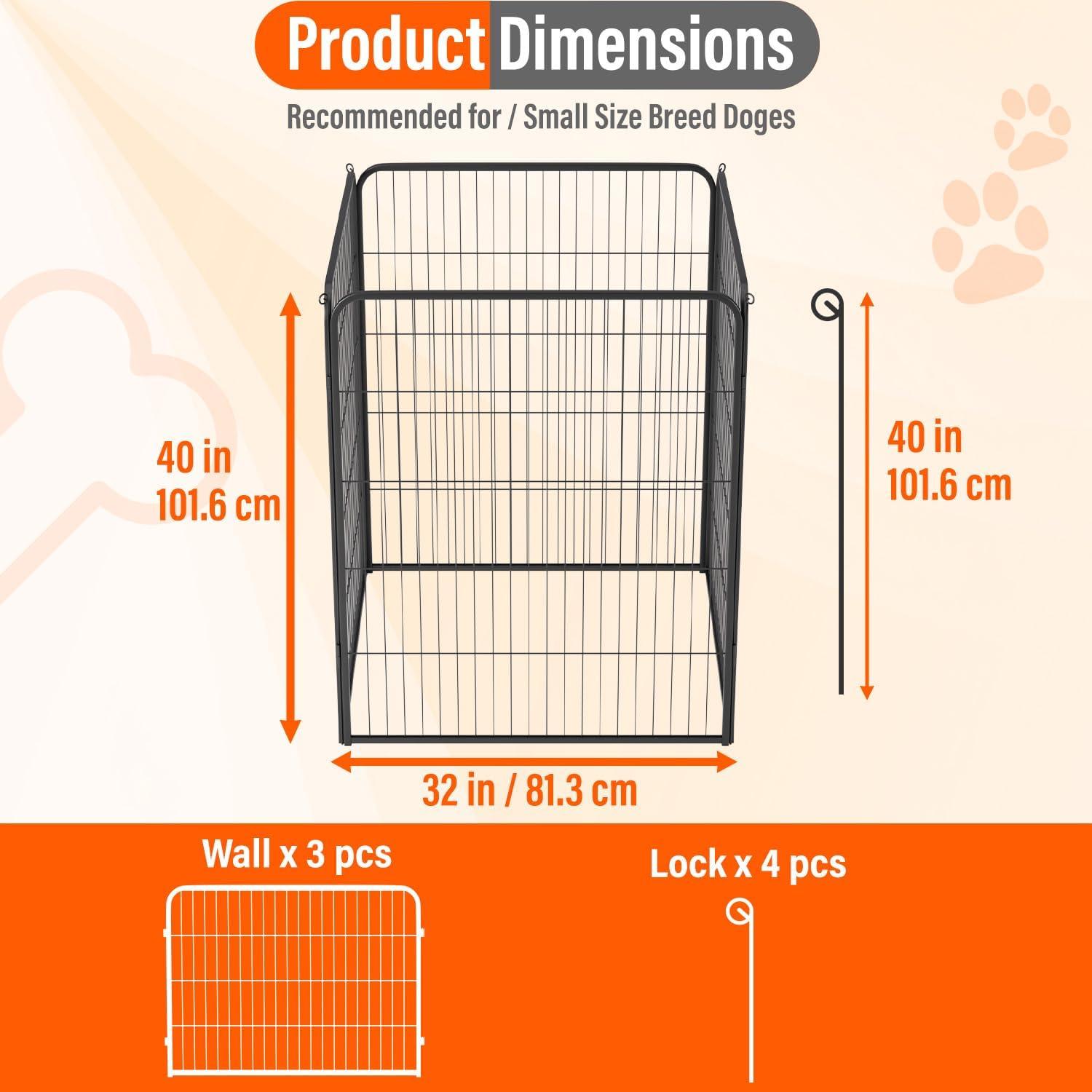 image:imageFDW Dog Playpen Kennel 4 Panels 24 Inch Height IndoorOutdoor Folding Metal Portable Puppy Exercise Pen Heavy Duty Dog Fence for Yard Camping Black4 Panels