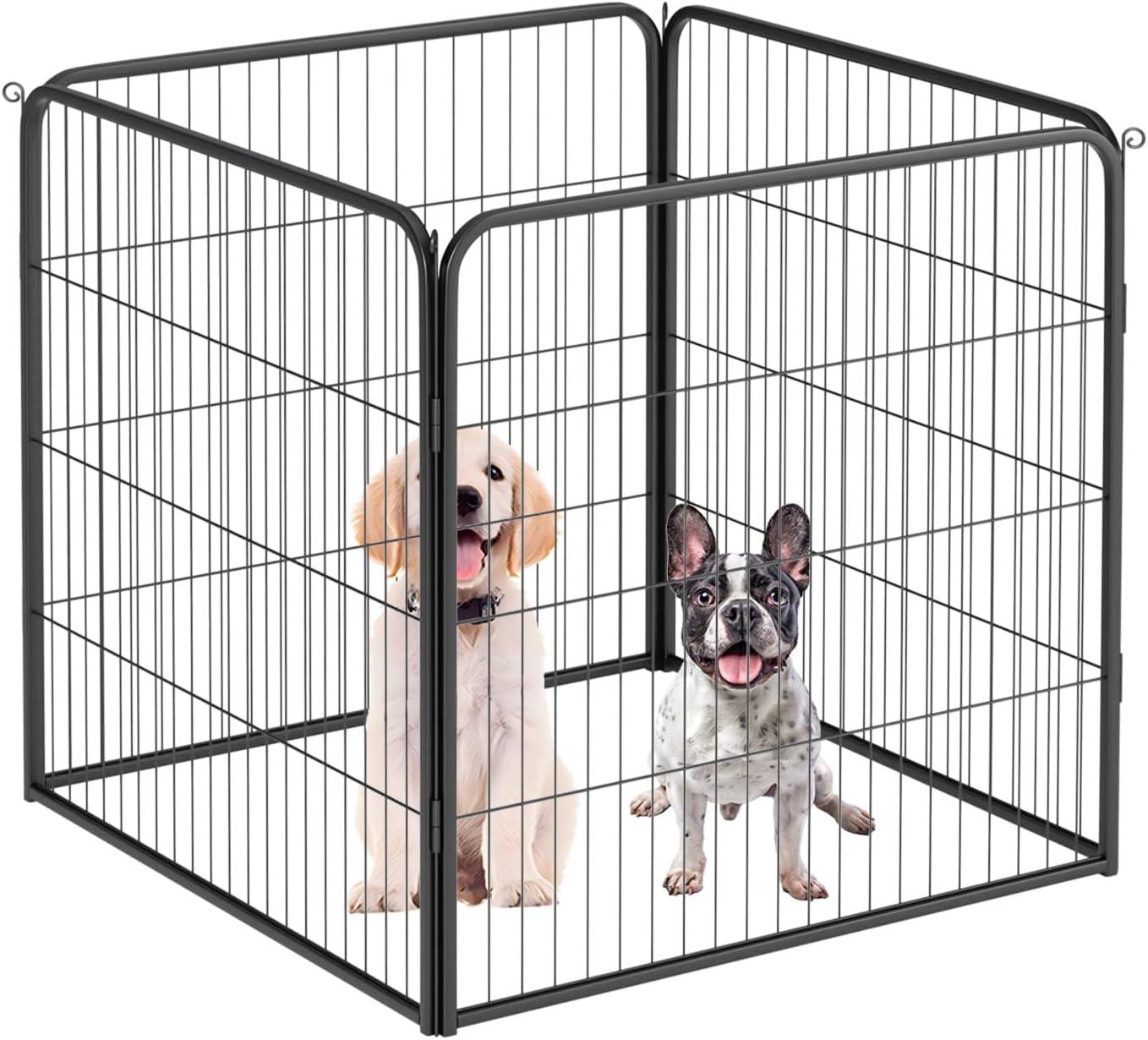 image:imageFDW Dog Playpen Kennel 4 Panels 24 Inch Height IndoorOutdoor Folding Metal Portable Puppy Exercise Pen Heavy Duty Dog Fence for Yard Camping Black4 Panels