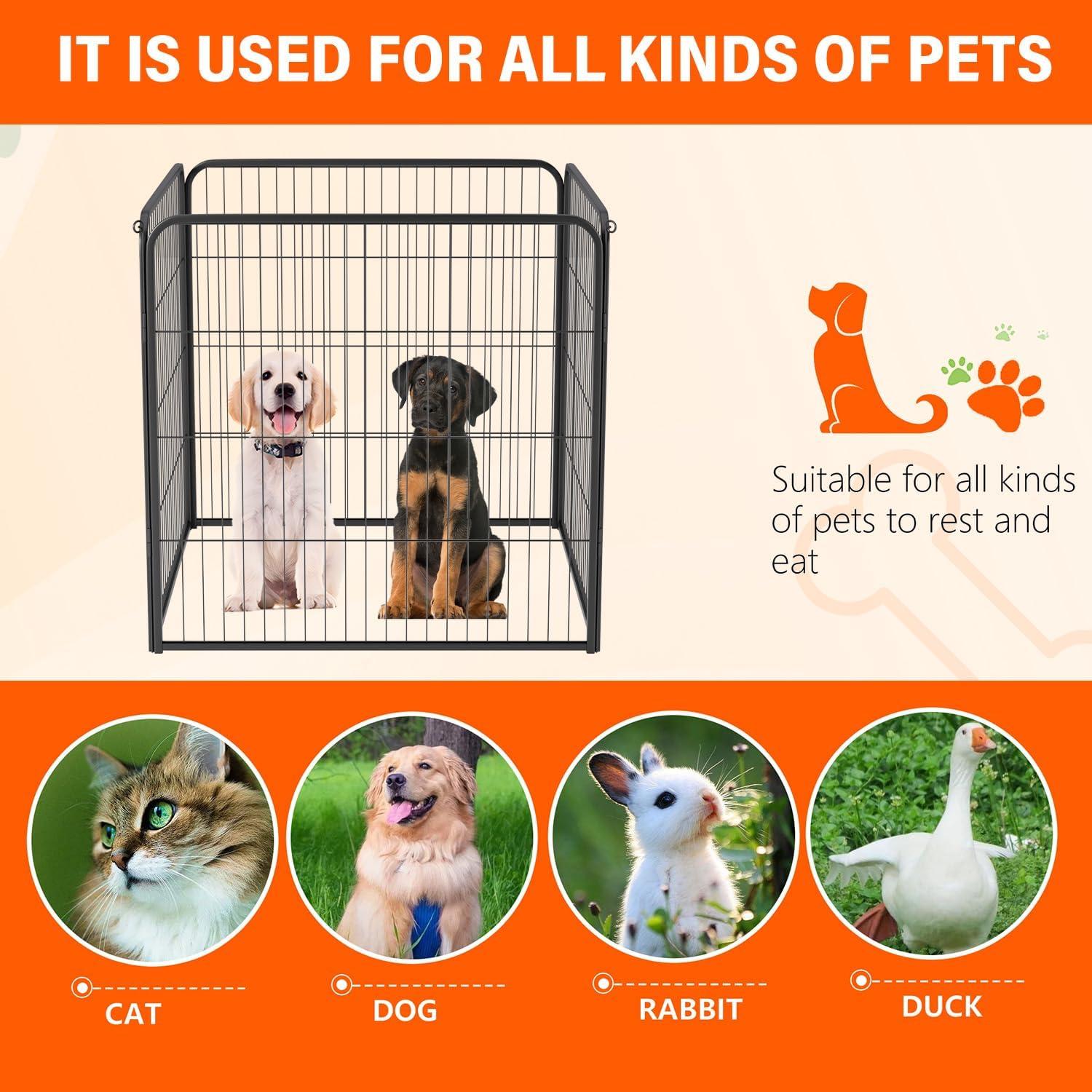 image:imageFDW Dog Playpen Kennel 4 Panels 24 Inch Height IndoorOutdoor Folding Metal Portable Puppy Exercise Pen Heavy Duty Dog Fence for Yard Camping Black4 Panels