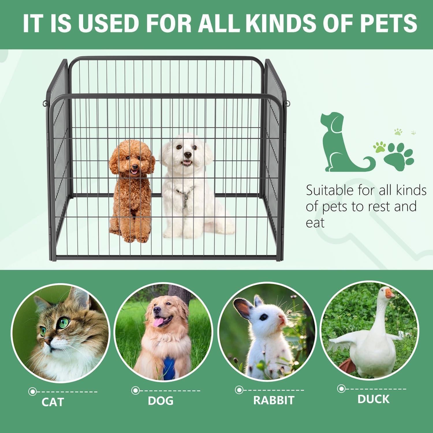 image:imageFDW Dog Playpen Kennel 4 Panels 24 Inch Height IndoorOutdoor Folding Metal Portable Puppy Exercise Pen Heavy Duty Dog Fence for Yard Camping Black4 Panels