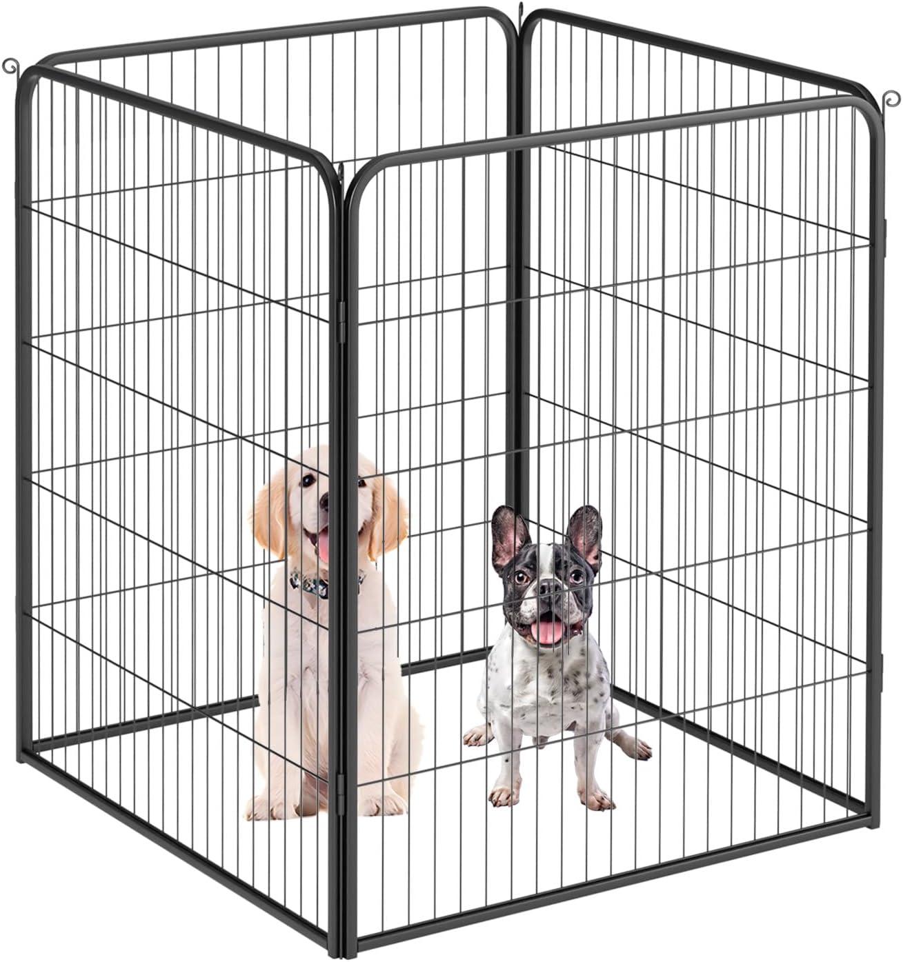 image:imageFDW Dog Playpen Kennel 4 Panels 24 Inch Height IndoorOutdoor Folding Metal Portable Puppy Exercise Pen Heavy Duty Dog Fence for Yard Camping Black4 Panels