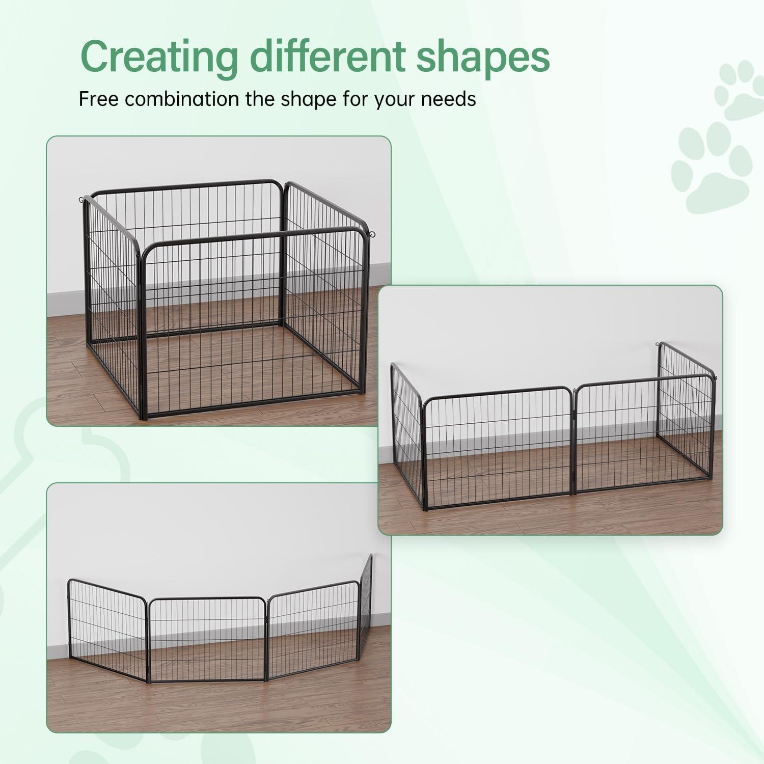 image:imageFDW Dog Playpen Kennel 4 Panels 24 Inch Height IndoorOutdoor Folding Metal Portable Puppy Exercise Pen Heavy Duty Dog Fence for Yard Camping Black4 Panels