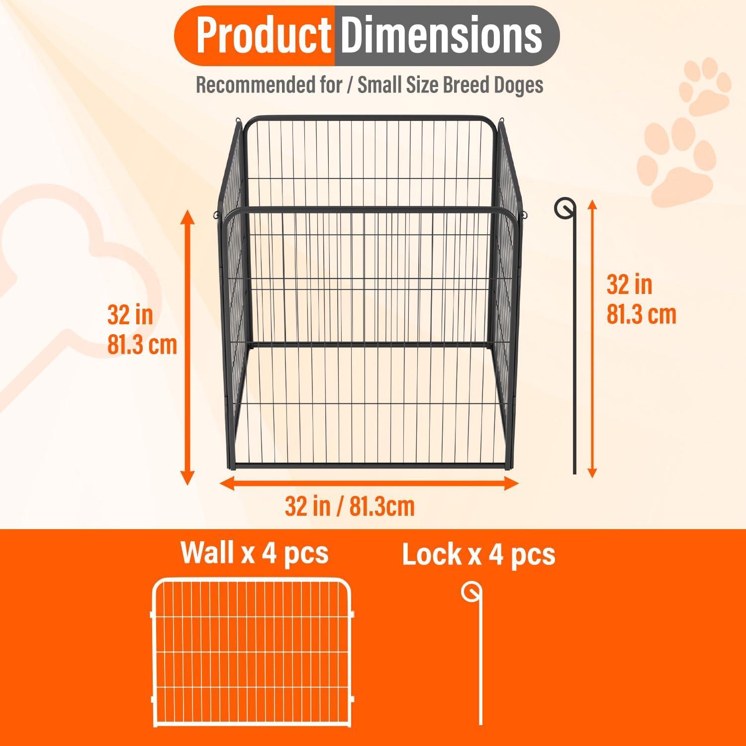 image:imageFDW Dog Playpen Kennel 4 Panels 24 Inch Height IndoorOutdoor Folding Metal Portable Puppy Exercise Pen Heavy Duty Dog Fence for Yard Camping Black4 Panels