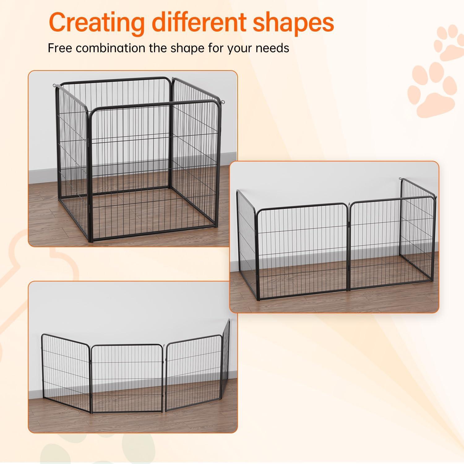 image:imageFDW Dog Playpen Kennel 4 Panels 24 Inch Height IndoorOutdoor Folding Metal Portable Puppy Exercise Pen Heavy Duty Dog Fence for Yard Camping Black4 Panels