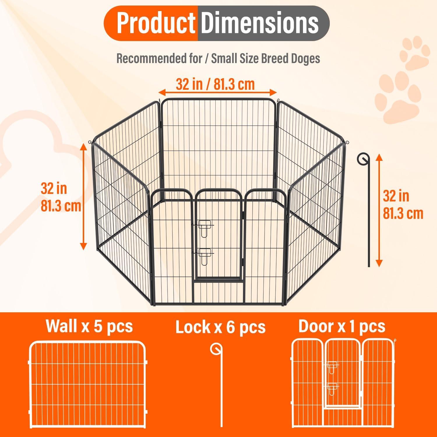 image:imageFDW Dog Playpen Kennel 4 Panels 24 Inch Height IndoorOutdoor Folding Metal Portable Puppy Exercise Pen Heavy Duty Dog Fence for Yard Camping Black6 Panels