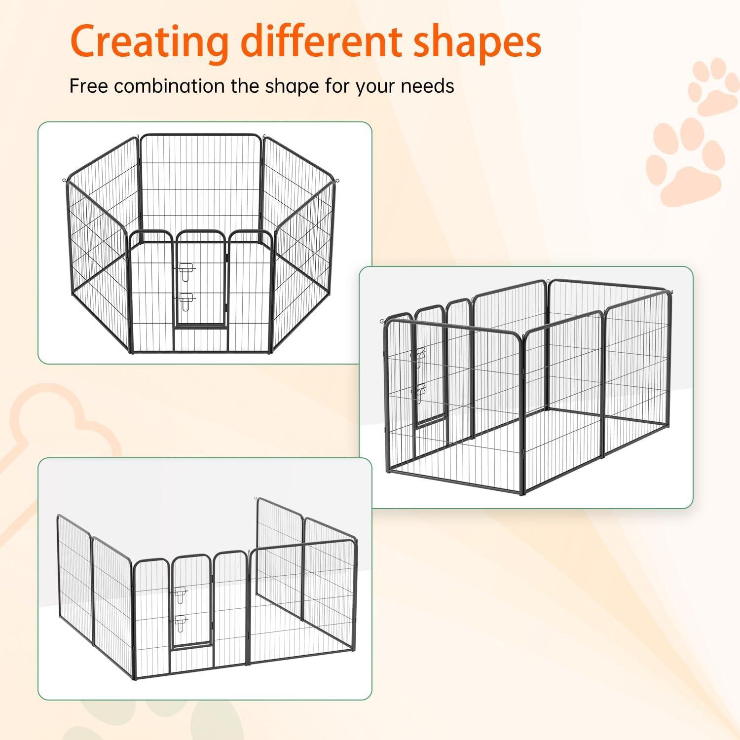image:imageFDW Dog Playpen Kennel 4 Panels 24 Inch Height IndoorOutdoor Folding Metal Portable Puppy Exercise Pen Heavy Duty Dog Fence for Yard Camping Black6 Panels