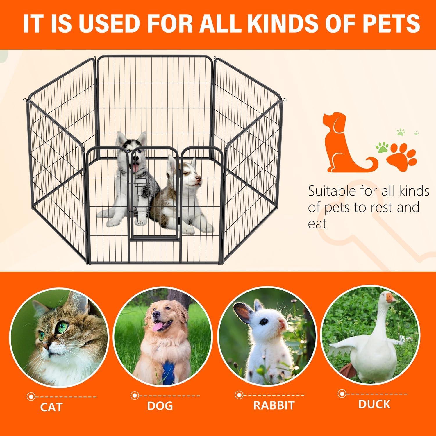 image:imageFDW Dog Playpen Kennel 4 Panels 24 Inch Height IndoorOutdoor Folding Metal Portable Puppy Exercise Pen Heavy Duty Dog Fence for Yard Camping Black6 Panels