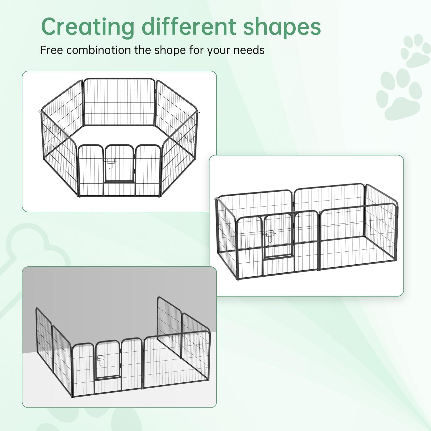 image:imageFDW Dog Playpen Kennel 4 Panels 24 Inch Height IndoorOutdoor Folding Metal Portable Puppy Exercise Pen Heavy Duty Dog Fence for Yard Camping Black6 Panels