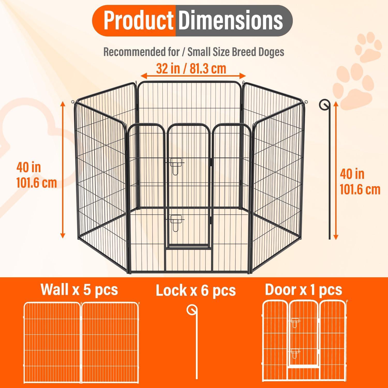 image:imageFDW Dog Playpen Kennel 4 Panels 24 Inch Height IndoorOutdoor Folding Metal Portable Puppy Exercise Pen Heavy Duty Dog Fence for Yard Camping Black6 Panels