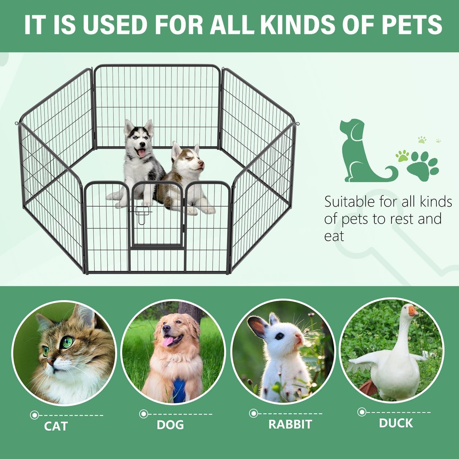 image:imageFDW Dog Playpen Kennel 4 Panels 24 Inch Height IndoorOutdoor Folding Metal Portable Puppy Exercise Pen Heavy Duty Dog Fence for Yard Camping Black6 Panels