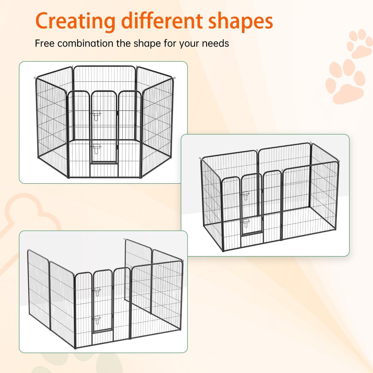 image:imageFDW Dog Playpen Kennel 4 Panels 24 Inch Height IndoorOutdoor Folding Metal Portable Puppy Exercise Pen Heavy Duty Dog Fence for Yard Camping Black6 Panels