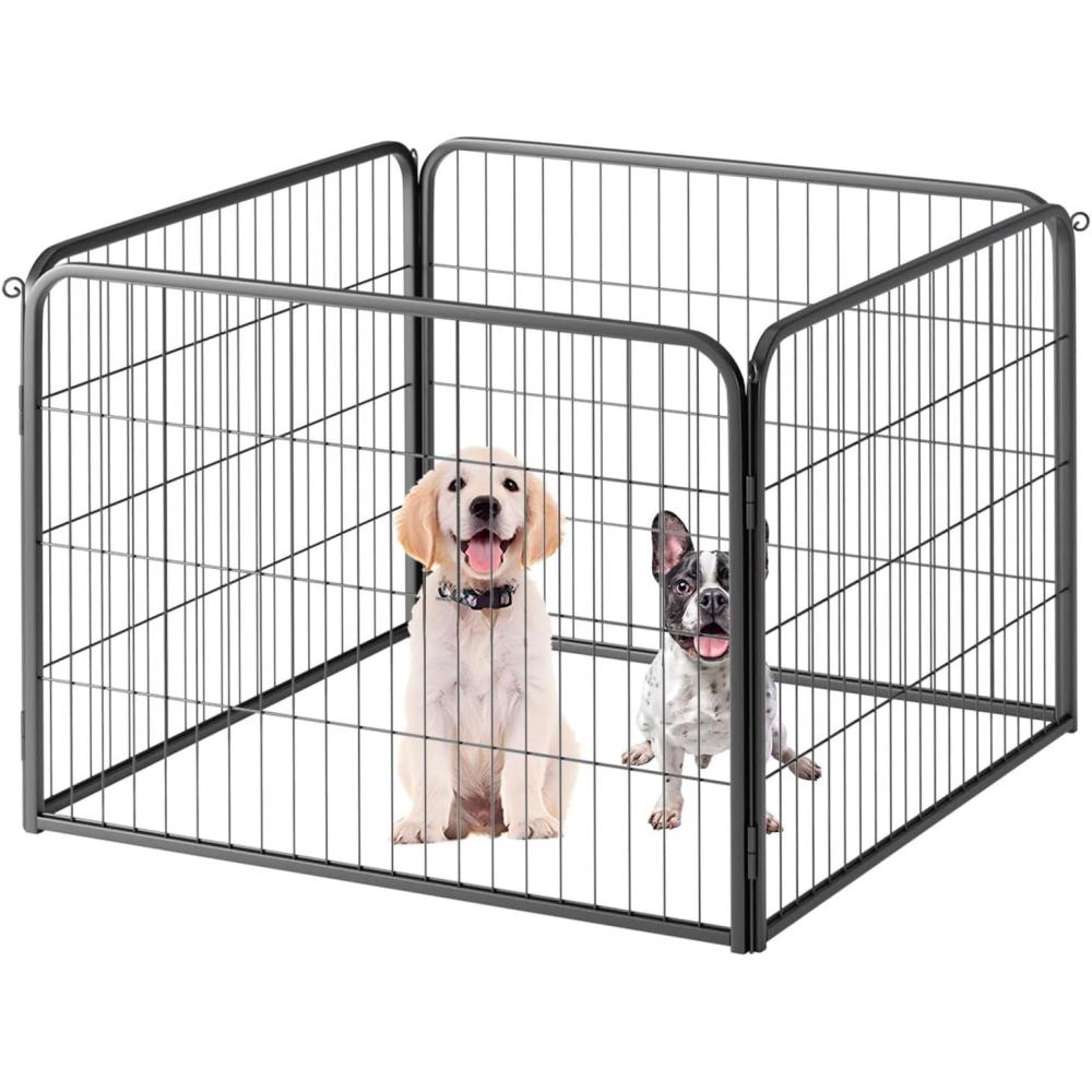 image:imageFDW Dog Playpen Kennel 4 Panels 24 Inch Height IndoorOutdoor Folding Metal Portable Puppy Exercise Pen Heavy Duty Dog Fence for Yard Camping Black4 Panels