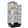 image:imageFDW 39 Inch Bird Cage Parakeet Cage with Play Top Rolling Stand amp Easy Clean PullOut Tray Roof Top Parrot Cage for for Finches Canaries Parakeets Cockatiels amp Other Small Birds Black