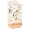 image:imageFDW 39 Inch Bird Cage Parakeet Cage with Play Top Rolling Stand amp Easy Clean PullOut Tray Roof Top Parrot Cage for for Finches Canaries Parakeets Cockatiels amp Other Small Birds Almond