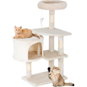 FDW | 70″ Cat Tree Tower | Beige | Multi-Level Indoor Activity Center with Sisal Scratching Posts, Condos, Plush Perches, Hanging Cat Toys | Sturdy, Easy to Assemble | for Kittens & Adult Cats(Beige)