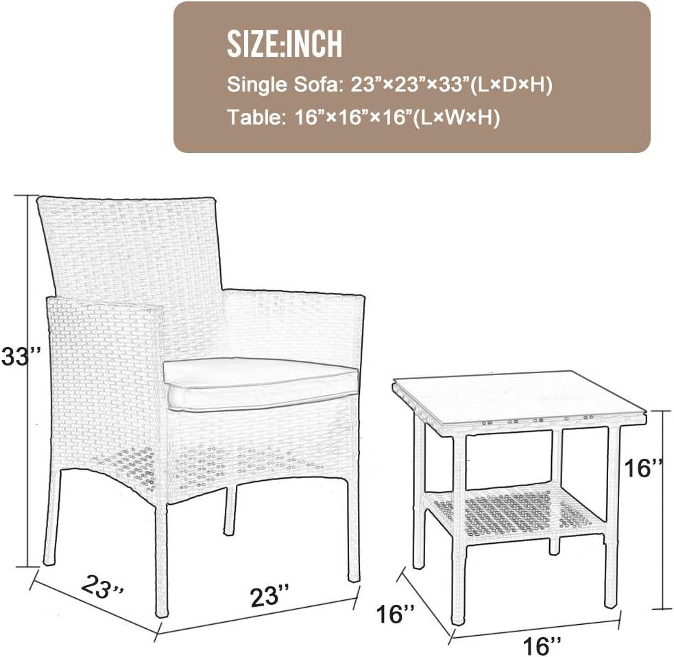 image:imageFDW 4Piece Patio Furniture Set Black Outdoor Wicker Furniture with Coffee Table Modern Rattan Chairs Conversation Set Outdoor Seating WeatherResistant for Porch Garden LawnBrown