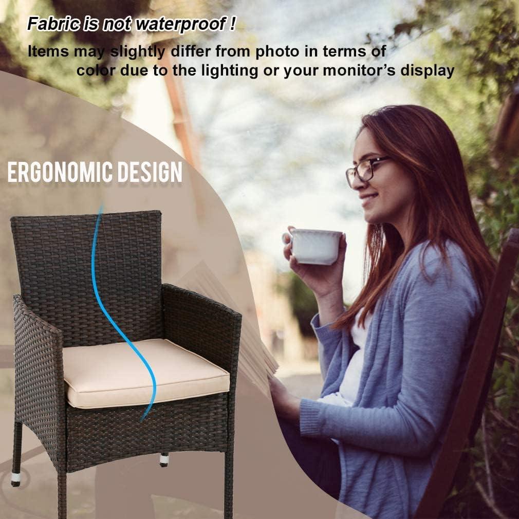 image:imageFDW 4Piece Patio Furniture Set Black Outdoor Wicker Furniture with Coffee Table Modern Rattan Chairs Conversation Set Outdoor Seating WeatherResistant for Porch Garden LawnBrown