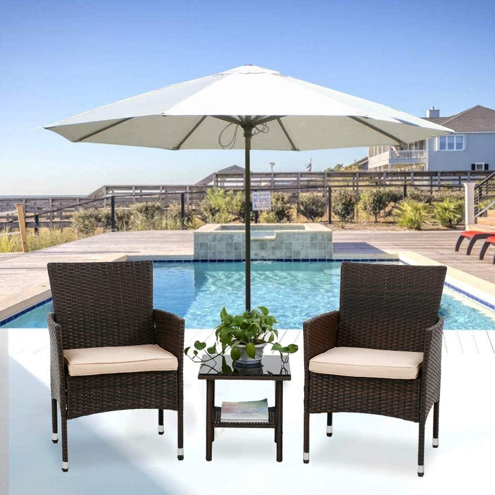 image:imageFDW 4Piece Patio Furniture Set Black Outdoor Wicker Furniture with Coffee Table Modern Rattan Chairs Conversation Set Outdoor Seating WeatherResistant for Porch Garden LawnBrown