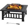 image:imageFDW Multifunctional Outdoor Fire Pit 32 Inch Table Metal Firepit Stove Backyard with Waterproof Cover for Patio Garden Fireplace Camping Outdoor Heating Bonfire and Picnic