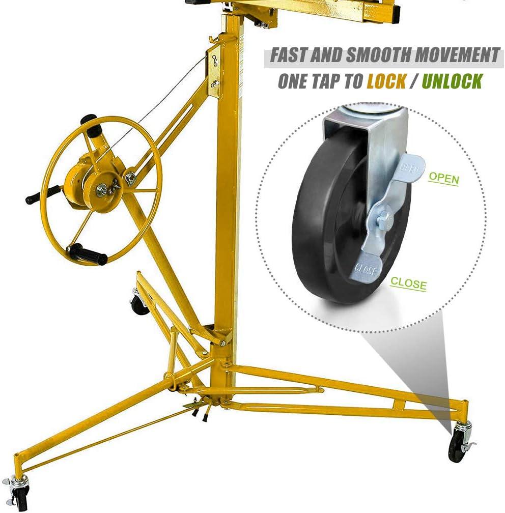 image:imageDrywall Lift 11 Construction Rolling Caster Wheel Lockable Tool Drywall Panel Hoist Jack Lifter Jack Drywall Lift Yellow