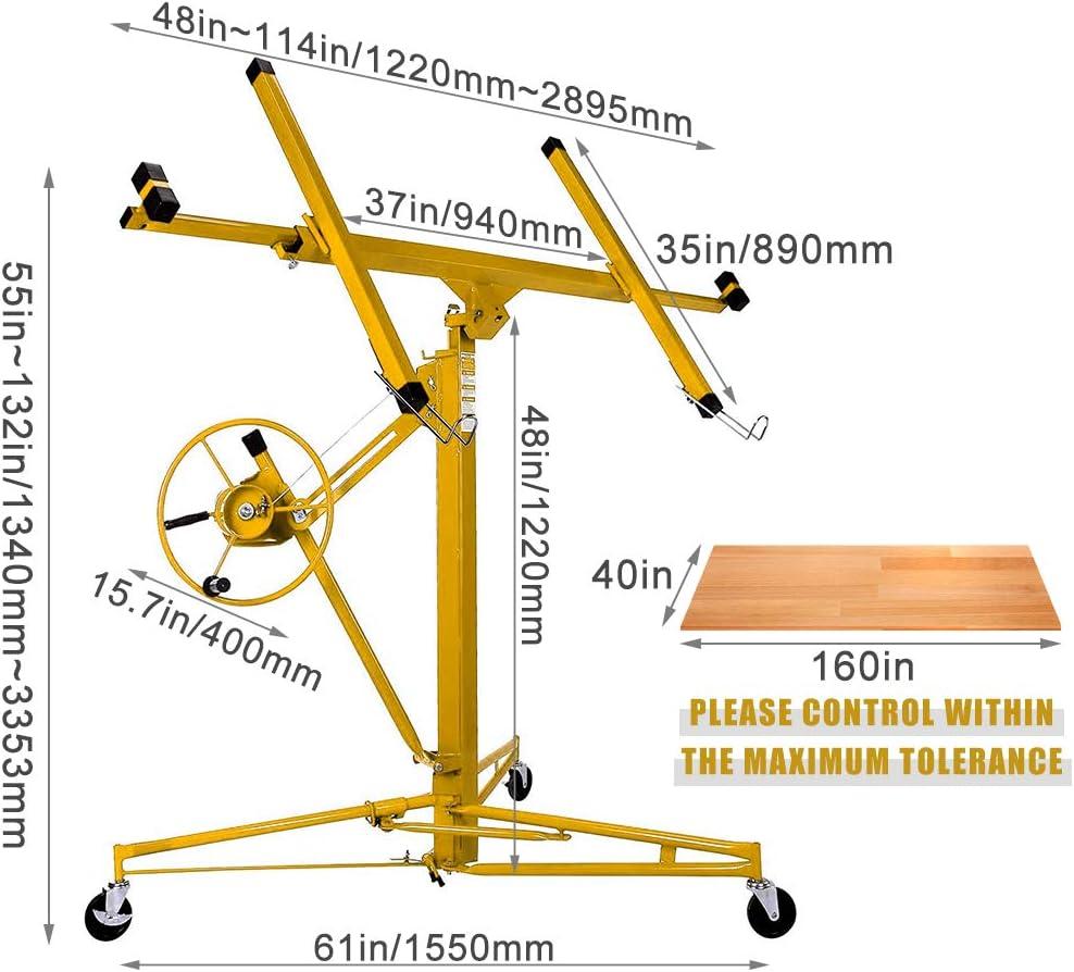 image:imageDrywall Lift 11 Construction Rolling Caster Wheel Lockable Tool Drywall Panel Hoist Jack Lifter Jack Drywall Lift Yellow