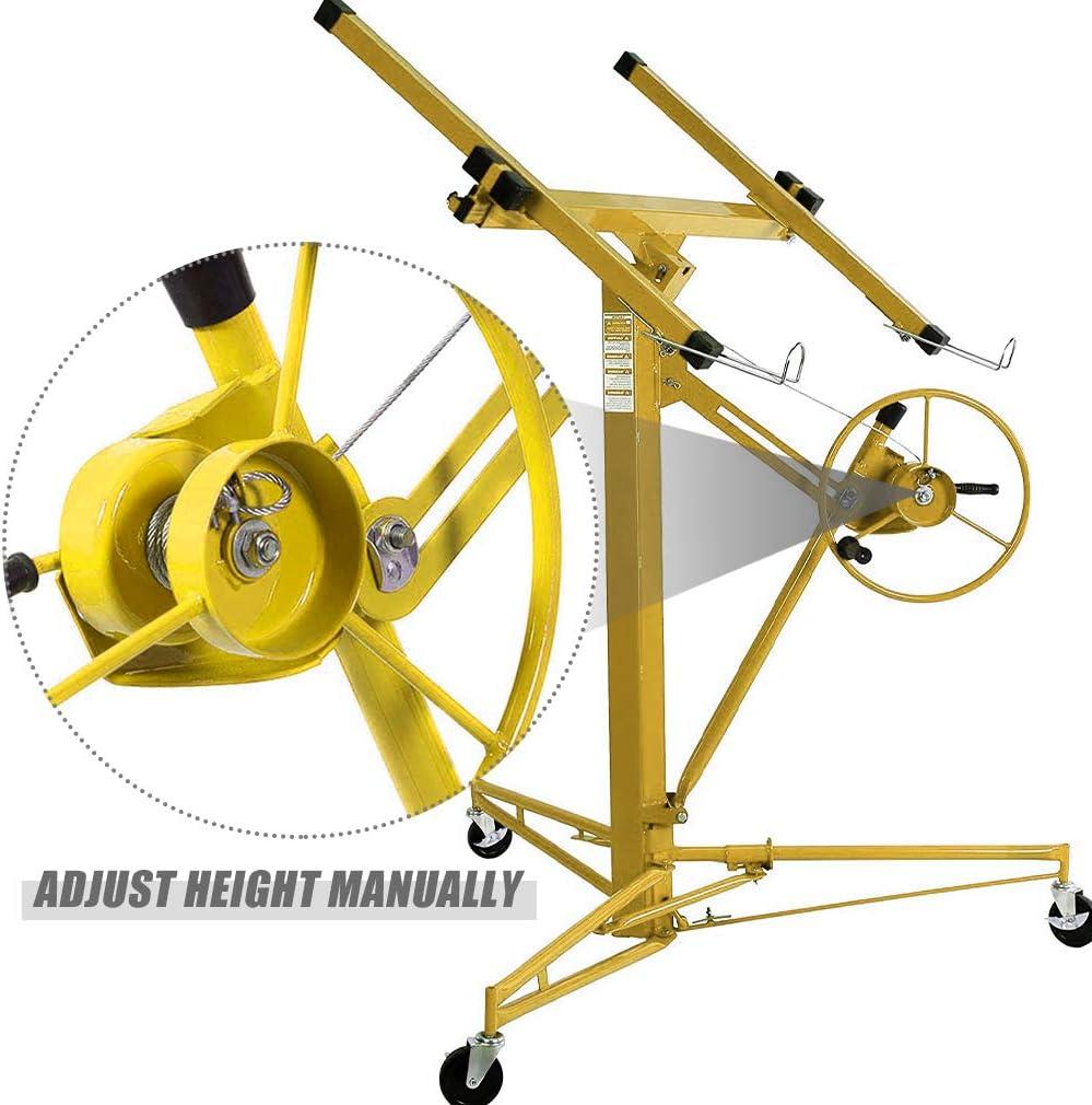 image:imageDrywall Lift 11 Construction Rolling Caster Wheel Lockable Tool Drywall Panel Hoist Jack Lifter Jack Drywall Lift Yellow