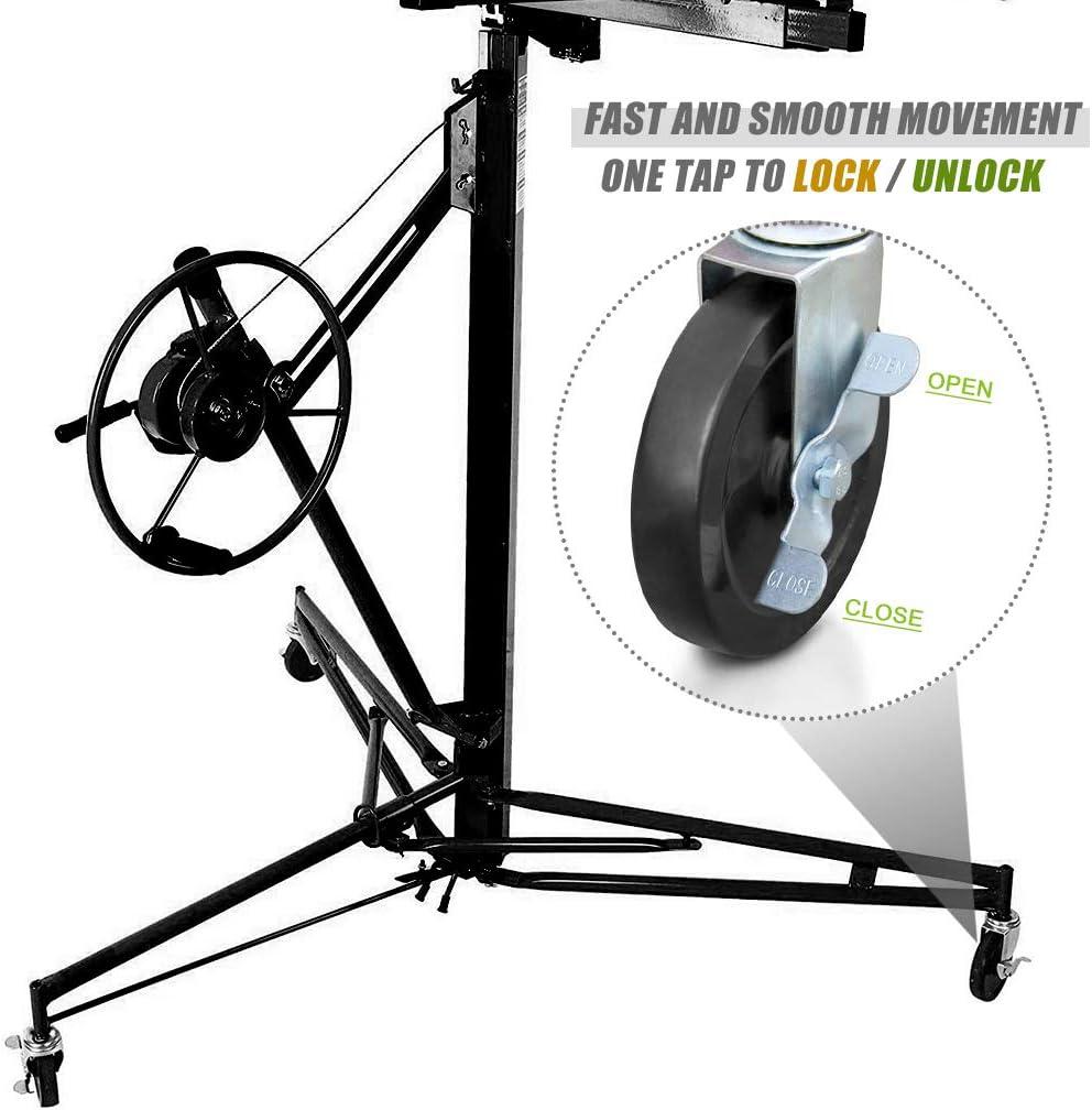 image:imageDrywall Lift 11 Drywall Panel Hoist Construction Rolling Caster Wheel Lockable Tool Jack Lifter Jack Drywall Lift Construction Tools Black