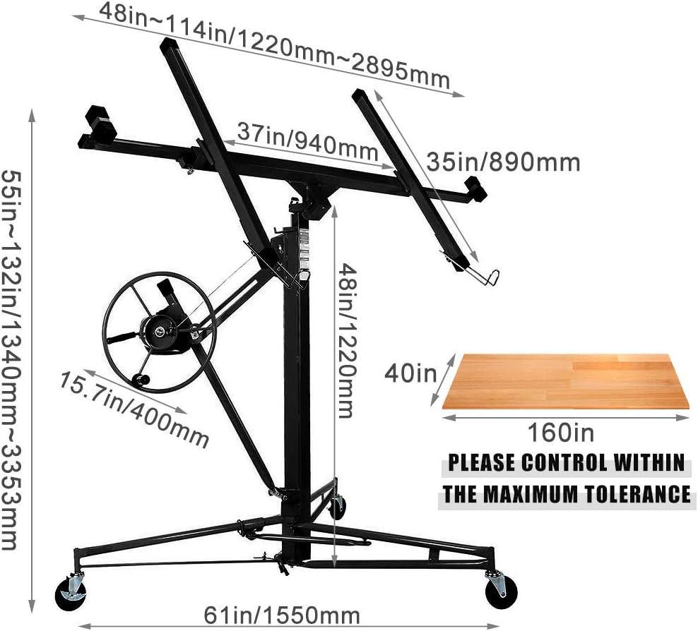 image:imageDrywall Lift 11 Drywall Panel Hoist Construction Rolling Caster Wheel Lockable Tool Jack Lifter Jack Drywall Lift Construction Tools Black