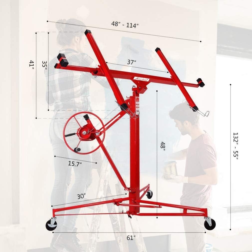image:imageDrywall Lift 11 Drywall Panel Hoist Construction Rolling Caster Wheel Lockable Tool Jack Lifter Jack Drywall Lift Construction Tools Red