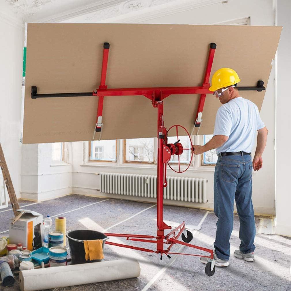 image:imageDrywall Lift 11 Drywall Panel Hoist Construction Rolling Caster Wheel Lockable Tool Jack Lifter Jack Drywall Lift Construction Tools Red