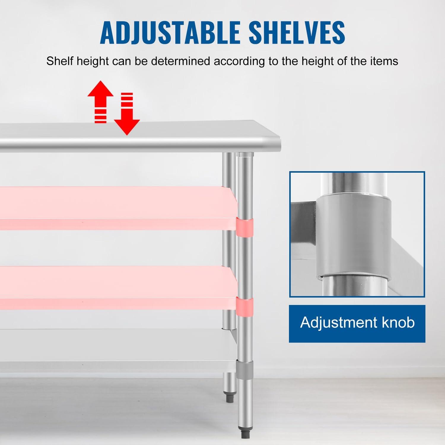 image:imageFDW 24 x 36 Inch Stainless Steel Table for Prep amp Work NSF Commercial Metal Table with Adjustable Foot Kitchen Work Table Scratch Resistent Commercial Work Table