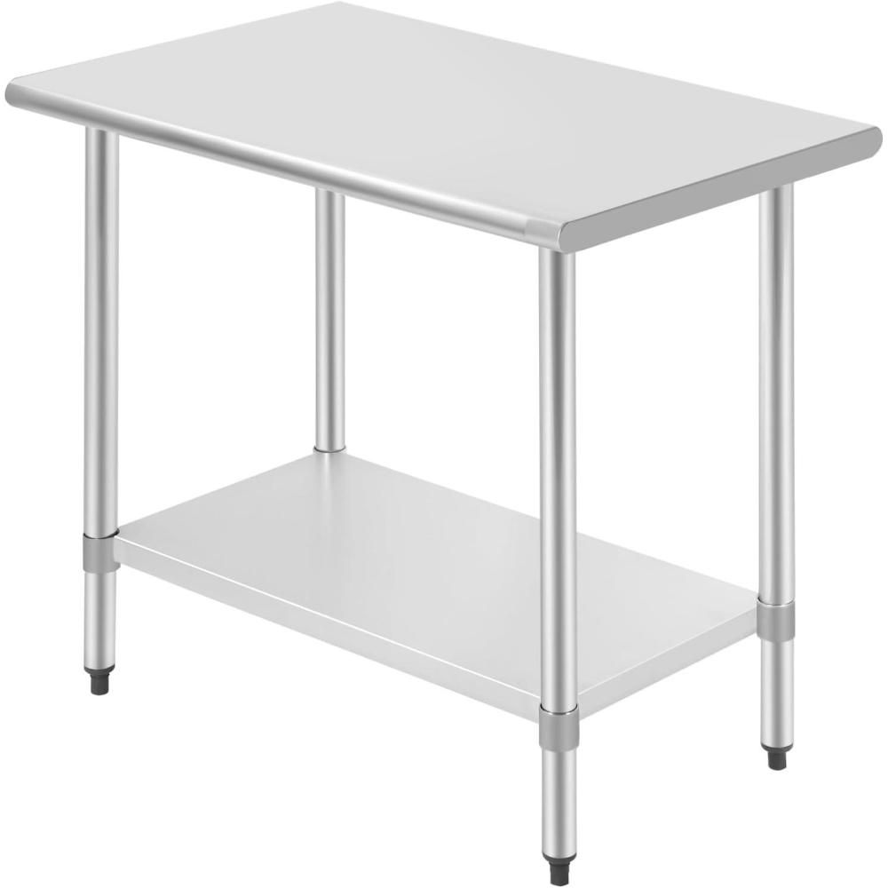 image:imageFDW 24 x 36 Inch Stainless Steel Table for Prep amp Work NSF Commercial Metal Table with Adjustable Foot Kitchen Work Table Scratch Resistent Commercial Work Table