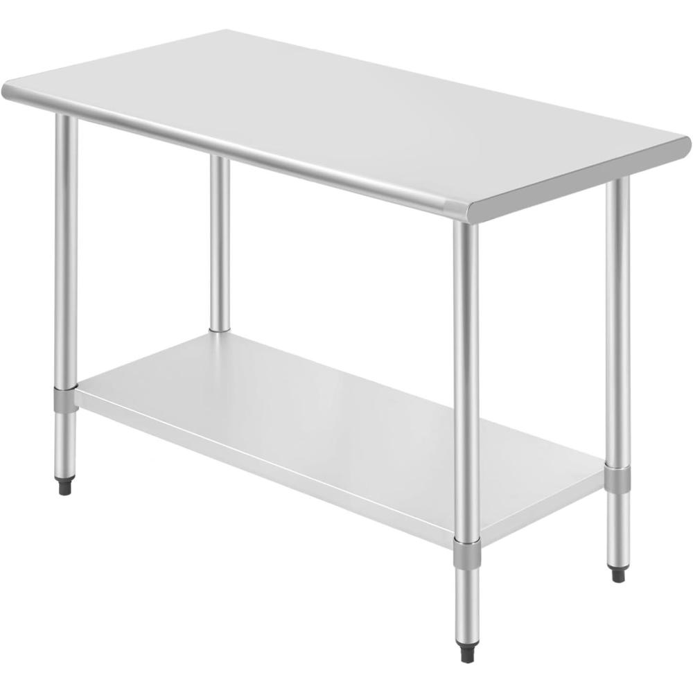 image:imageKitchen Work Table Scratch Resistent and Antirust Metal Stainless Steel Work Table with Adjustable Table Foot Scratch Resistent 24Wx48L