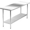image:imageFDW Stainless Steel Work Table Kitchen Scratch Resistent Commercial Metal Work Table with Adjustable Foot for Kitchen Home Restaurant 24Wx60L