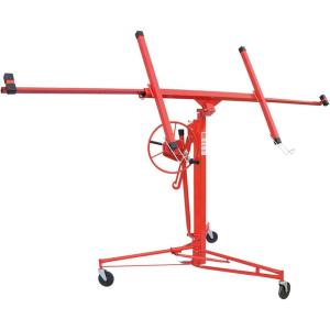 Drywall Lift 11′ Drywall Panel Hoist Construction Rolling Caster Wheel Lockable Tool Jack Lifter Jack Drywall Lift Construction Tools (Red)