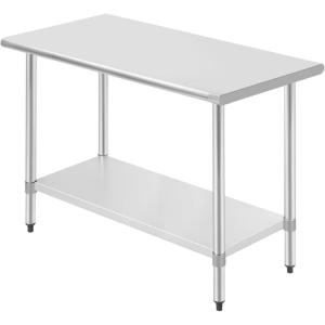 Kitchen Work Table Scratch Resistent and Antirust Metal Stainless Steel Work Table with Adjustable Table Foot Scratch Resistent (24Wx48L)