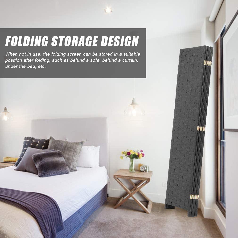 image:imageRoom Divider Wood Screen 6 Panel Folding Portable Partition Screens Wooden Mesh Woven Design Room Screen Divider for Home Office BrownBlack
