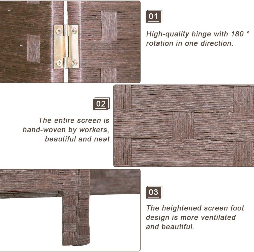 image:imageRoom Divider Wood Screen 6 Panel Folding Portable Partition Screens Wooden Mesh Woven Design Room Screen Divider for Home Office BrownBrown