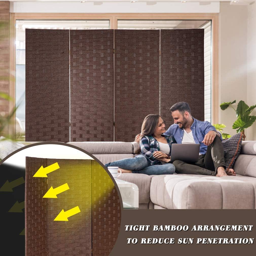 image:imageRoom Divider Wood Screen 6 Panel Folding Portable Partition Screens Wooden Mesh Woven Design Room Screen Divider for Home Office BrownBrown
