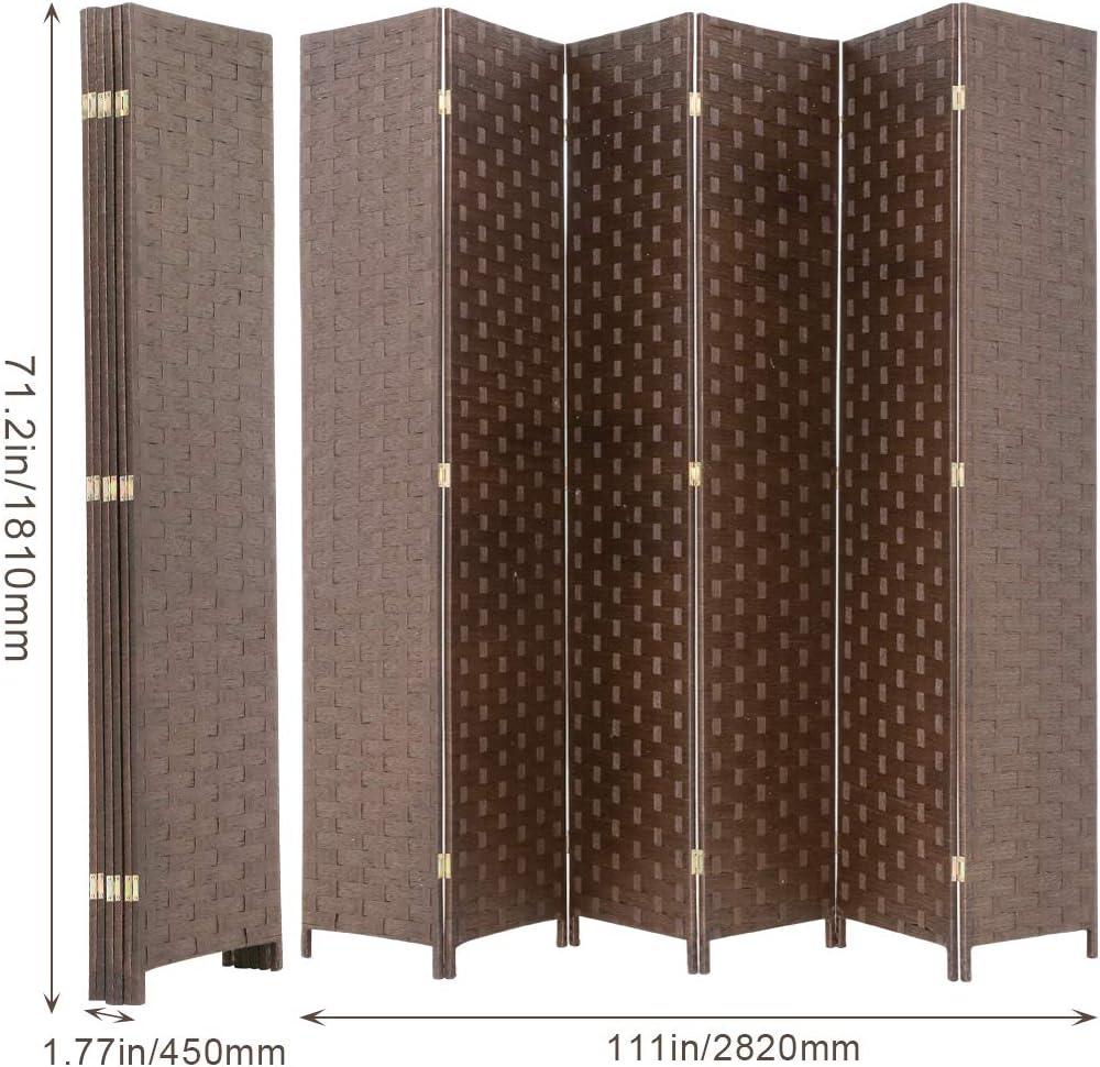 image:imageRoom Divider Wood Screen 6 Panel Folding Portable Partition Screens Wooden Mesh Woven Design Room Screen Divider for Home Office BrownBrown