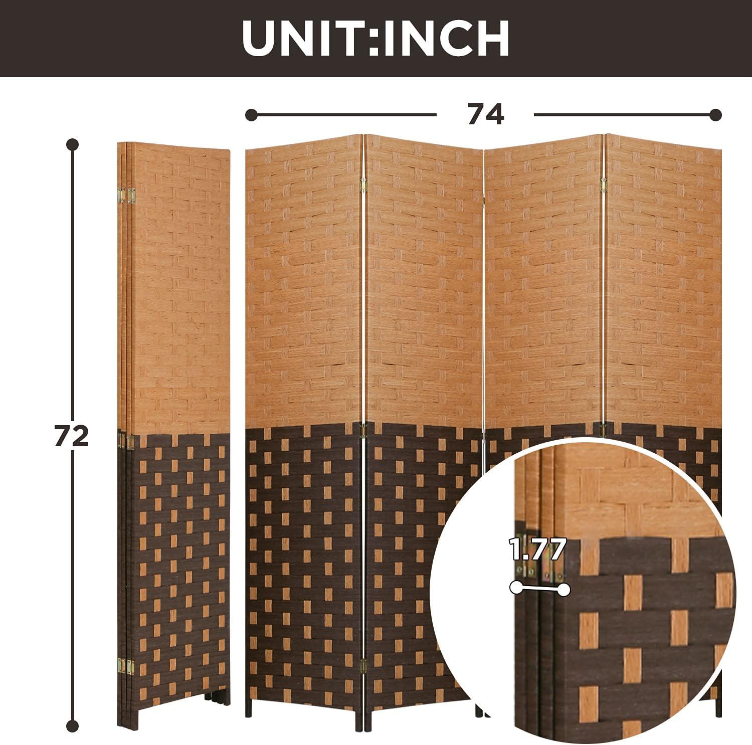image:imageRoom Divider Wood Screen 6 Panel Folding Portable Partition Screens Wooden Mesh Woven Design Room Screen Divider for Home Office BrownCM