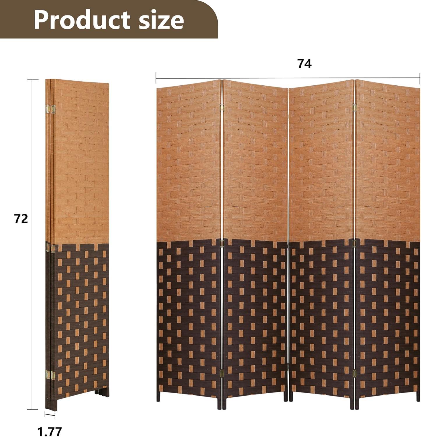 image:imageRoom Divider Wood Screen 6 Panel Folding Portable Partition Screens Wooden Mesh Woven Design Room Screen Divider for Home Office BrownChocolate Brown