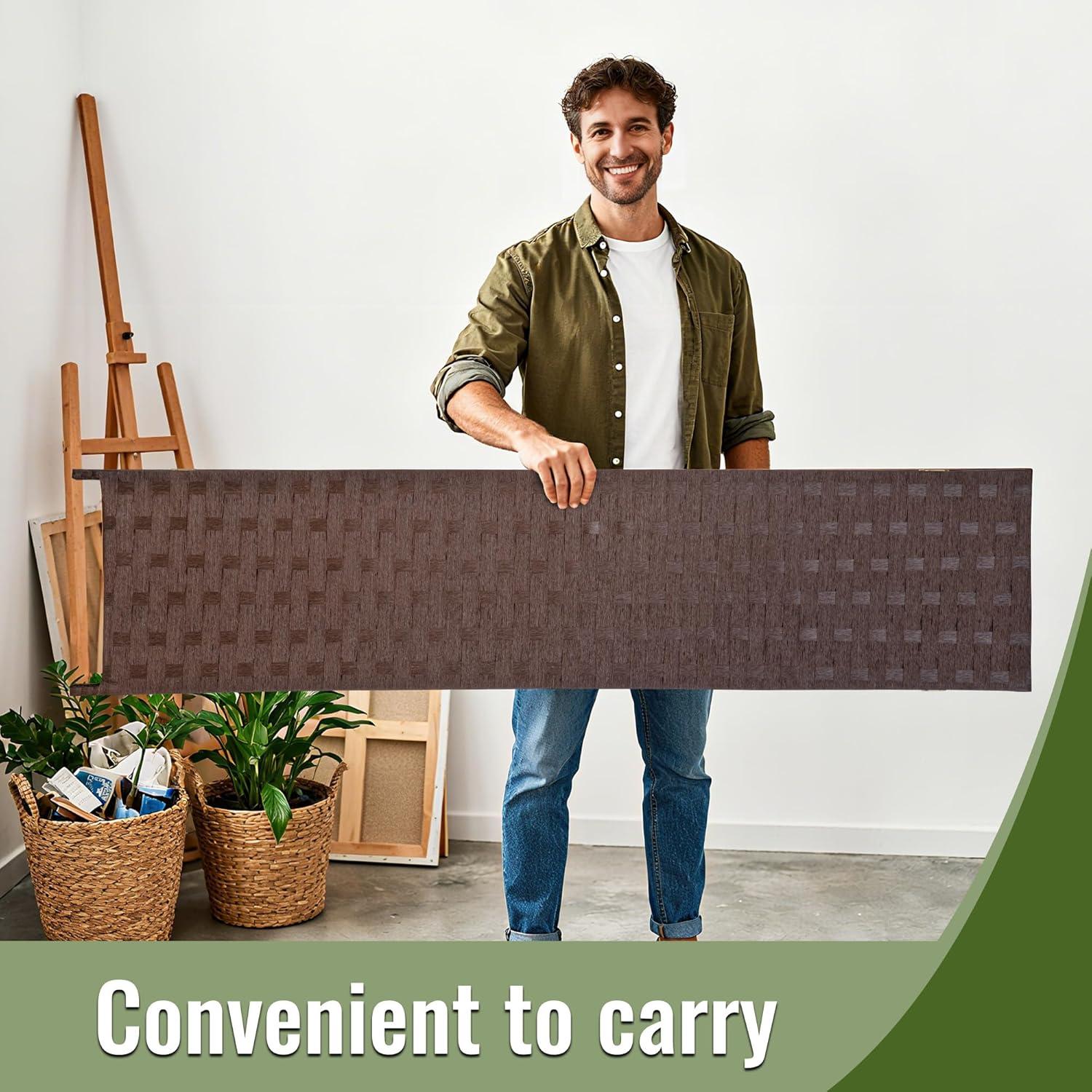 image:imageRoom Divider Wood Screen 6 Panel Folding Portable Partition Screens Wooden Mesh Woven Design Room Screen Divider for Home Office BrownDark Brown