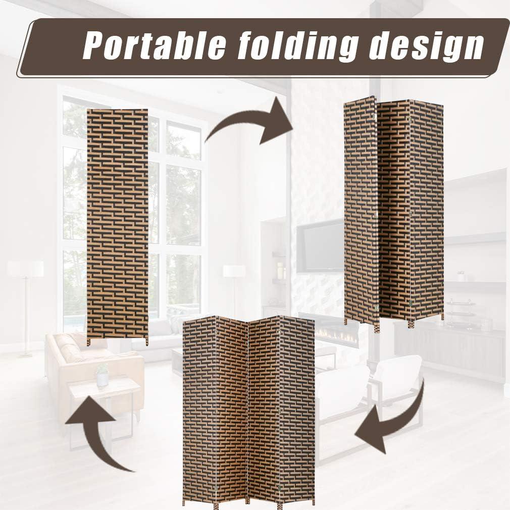 image:imageRoom Divider Wood Screen 6 Panel Folding Portable Partition Screens Wooden Mesh Woven Design Room Screen Divider for Home Office BrownStack