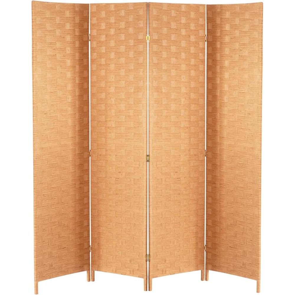 image:imageRoom Divider Wood Screen 6 Panel Folding Portable Partition Screens Wooden Mesh Woven Design Room Screen Divider for Home Office BrownNatural